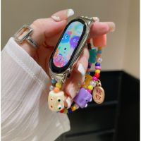 Cartoon Monster Beading Strap for Xiaomi Mi Band 8 7 Miband 5 6 3 4 Xiaomi Watch Band Bracelet Strap Elastic Wristband