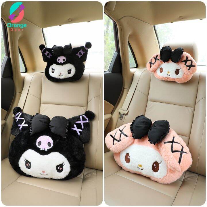 4pcs/set My Melody Kuromi Car Neck Pillow Headrest Seat Belt Cover Shoulder  Pad