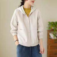 ✷ Womens Color Hooded Loose Jacket