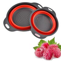 【CW】 4 Colors Silicone Folding Drain Basket Retractable Fruit Vegetable Colander Storage Gadgets