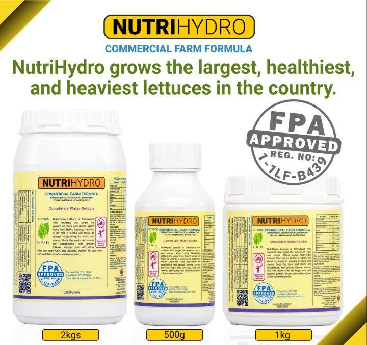 NUTRIHYDRO commercial farm formula (CFF) hydroponics nutrient LETTUCE