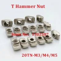 50pcs M3 M4 M5 T Slot Hammer Head Nut Nickel Plated Carbon Steel Connector T-Nut Fastener for 2020 Aluminum Profile Accessories Hand Tool Parts Access