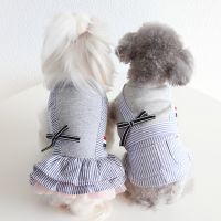 Vests and Dresses for Lovers Dogs 2022 Spring and Summer Dogs Outwear Fake Two-Piece Striped Couple Dogs Accessory Dog Clothes Dresses