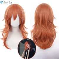 60Cm Angel Devil Chainsaw Man Cosplay Wig Angel Devil Cosplay Orange Brown Heat Resistant Halloween Party Makima Wigs + Wig Cap