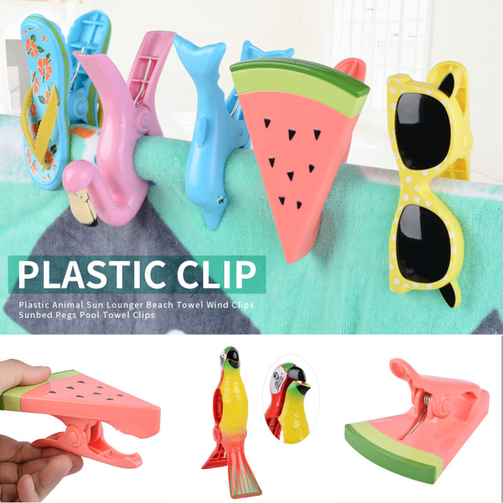 plastic-beach-towels-clips-for-sunbeds-sun-lounger-animal-decorative-clothes-pegs-pins-large-size-drying-racks-retaining-clip