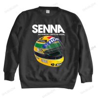 Ayrton Senna หมวกกันน็อคผู้ชายแขนยาวเสื้อยืดคอกลมรถแข่งเสื้อมีฮู้ดฤดูหนาวแบรนด์ไซส์ใหญ่ชายยอดนิยมสำหรับผู้ชาย