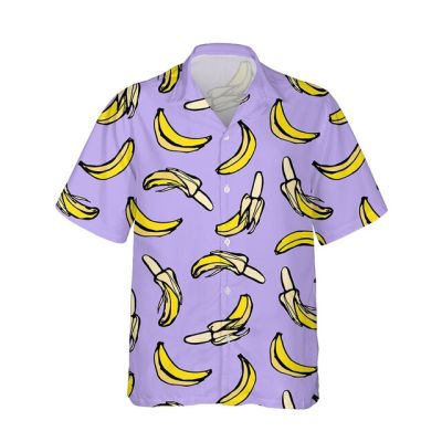 ✅2023 Jumeast เสื้อเชิ้ตฮาวายแขนสั้นพิมพ์ลายผลไม้กล้วย3มิติสนุกสนานสร้างสรรค์เสื้อสีสันสดใสสตรีทแวร์ทรงหลวม5XL สินค้าตามสั่ง