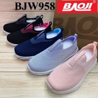 Baoji BJW 958 รองเท้าผ้าใบ ทรงสลิปออน 37-41 สีดำ/ดำชมพู/กรม/เทา/ชมพู