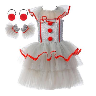 Clown Kids Costume Cute Halloween Clown Costume for Girls Bracelets Collars Clown Outfit for 2-10 Years Old Girl Girls Tutu Dress for Halloween Carnival Fancy Party modern