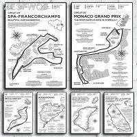 Imola โมนาโกวงจร F1สูตรย้อนยุคผ้าใบวาดภาพศิลปะบนผนังโปสเตอร์แบบนอร์ดิกตกแต่งห้องมอเตอร์สปอร์ตที่สวยงาม