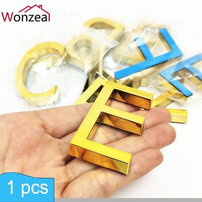 【LZ】✱♚  1PC Fashion Plated Home Decor Address Scutcheon Digits Hotel  Glossy Door Sticker Plate Sign House Number Plaque Golden Modern