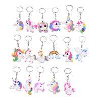 [HOT 2023] 5/10Pcs Trendy PVC Unicorn Key Rainbow PVC พวงกุญแจสำหรับเด็กของที่ระลึกของตกแต่งของขวัญ DIY น่ารักสัตว์ Unicorn Key แหวน