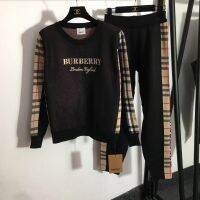 BURBERRY ใหม่ชุดสูทผู้หญิงสองชิ้นแฟชั่นสลิมฟิตชุดเย็บเสื้อสวมศีรษะปักลายตัวอักษร