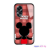 เคสโทรศัพท์พร้อมสำหรับ OPPO A58 4G ดีไซน์การ์ตูนสุดหรูกระจกเทมเปอร์ฝาหลังเคสมันวาวกันกระแทก