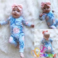 COD DSFERTEREERRE ❤TY-Fashion Cute Infant Baby Girl Blue Floral Long Sleeve Jumpsuit Headband