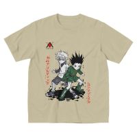 Fashion T-Shirt Handsome Hunter X Hunter T Shirt Men Short Sleeved Pure Cotton Print Killua Zoldyc Gon Freecss Tee Tshir