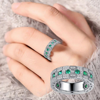 Bluelans®แหวนนิ้วรอบกว้างเครื่องประดับส่องแสงสีเขียว F AUX อัญมณีแหวนสำหรับงานแต่งงานที่จัดเลี้ยงพรหม