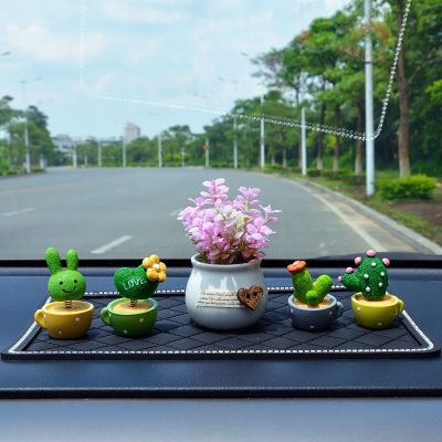 Lovely cactus green plant car accessories car furnishing articles fleshy interior decoration small potted ins trill web celebrity