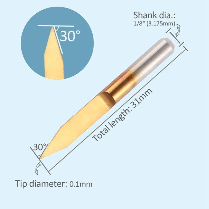 10pcs-30-degree-0-1mm-tip-titanium-coated-flat-bottom-carbide-pcb-engraving-bits-v-shape-cnc-router-cutter-cutting-tool