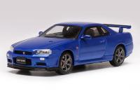 SH 1:64 Nissan Skyline GT-R R34 Blue Alloy model car Metal toys for childen kids diecast gift