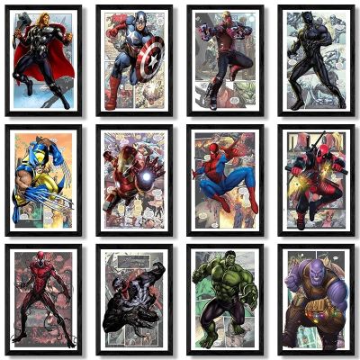 Creative Avengers การ์ตูนผ้าใบภาพวาด-Spiderman, Iron Man, Hulk - Perfect Wall Art สำหรับตกแต่งห้องนั่งเล่น-ยอดนิยม Cuadros