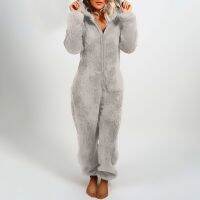 ☜ 2020 Brand New Women 39;s Plush Romper Winter Pajamas Long-Sleeve Zipper High Neck Hat Keep Warm Girl’s Clothes