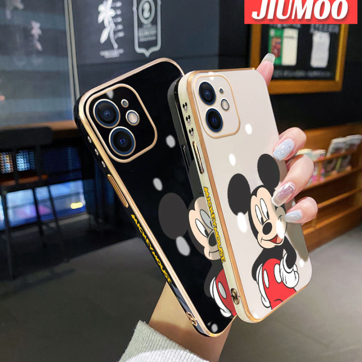 jiumoo-เคสสำหรับ-oppo-a54-4g-a74-5g-a55-4g-การ์ตูน-mickey-mouse-ซิลิโคนนิ่มเคลือบผิวหรูหราขอบสี่เหลี่ยมเคสมือถือเคสกันกระแทกเต็มฝาหลังเคสป้องกันเลนส์กล้อง