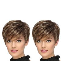 2X Short Straight Synthetic Wig Female Natural Wig for Role-Playing Party and Daily Use Wig