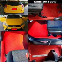 พรมดักฝุ่นไวนิลTOYOTA YARIS ปี2013-2017 พรมดักฝุ่นในรถ รีดขอบ สีแดง เต็มคัน