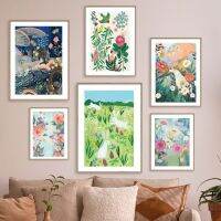 Woodland Animal โปสเตอร์และภาพพิมพ์-Fox Rabbit Butterfly Flower Bird - Wall Art ภาพวาดผ้าใบสำหรับตกแต่งห้องนั่งเล่น