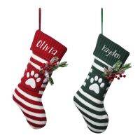 New Christmas Pet Paw Christmas Socks Custom Name Gift Bag Christmas Stockings Embroidered Name Christmas Dog Cat Stockings Socks Tights