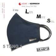 Khẩu trang vải 5 tặng 1 cotton xanh đen Azumikichi