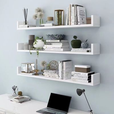 【CC】 Multi-functional U-shaped Wood Floating Wall Shelf Photo Display Storage Wall-mounted Shelves Organizer