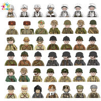 Kids Toys 10pcslot WW2 Military German Figures Building Blocks 4 Sides Printing US Soveit France Soldiers Bricks Toys For Kids