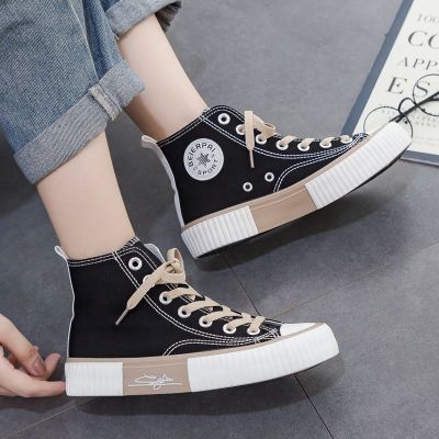 ☇▦  High shoes help cookies ins of han edition black canvas shoes female students joker sandals harajuku casual shoes