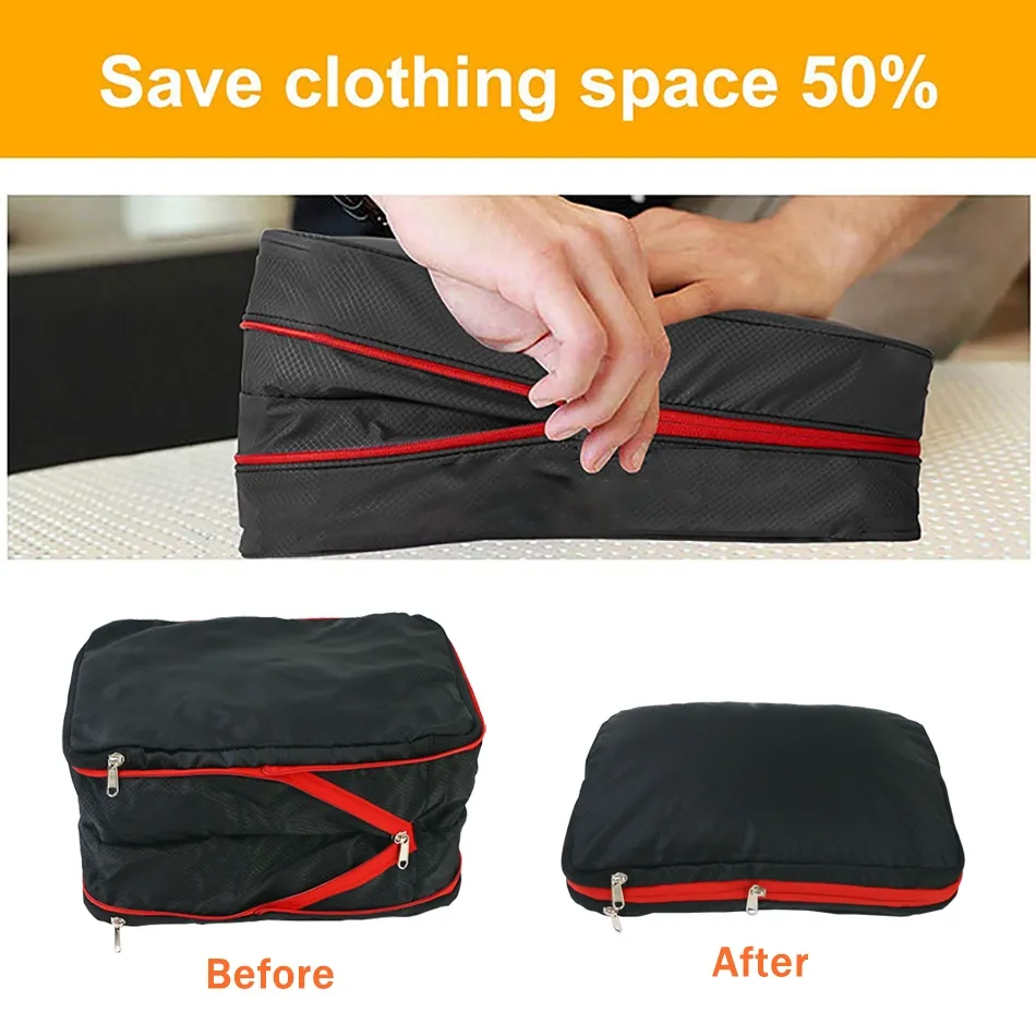 5 Pack Vacuum Storage Bags Travel Saving Package for Pillows Clothes  Bedding Foldable Seal Compressed Closet Home Organizer