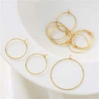 ❀☬ Brass 18K Gold Plated Circle Ear Wire Blank Hoops Earrings Loop Connectors DIY Handmade Dangle Earrings Jewelry Making Supplies