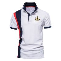 【CC】✻  Polyester Soccer Print Polo Shirt for Men Short-sleeved Patchwork Mens Polos Brand Clothing