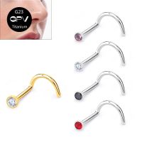 1/10PCS G23 Titanium Nose Nail Inlaid With Multicolor Fine Zircon 0.8mm Small-Line Diameter Piercing Jewelry Nose Nail