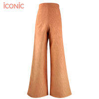 iCONiC ORANGE CORDUROY PANTS #4899 กางเกงผู้หญิง สีส้ม เอวสูง ขาบาน ผ้าลูกฟูก ดิ้นเงิน กางเกงขายาว ยาว95cm. กางเกงแฟชั่น เสื้อผ้าผู้หญิง