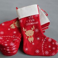 Large 1pc Christmas Stockings Gifts Cloth Santa Elk Socks Xmas Lovely Gift Bag For Children Fireplace Tree Christmas Decoration