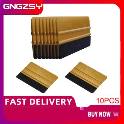 10pcs Gold Carbon Fiber Film Vinyl Wrapping Fabric Felt Squeegee Car Wrap Window Tint Tool Cleaning Scraper Sticker Remover A62F