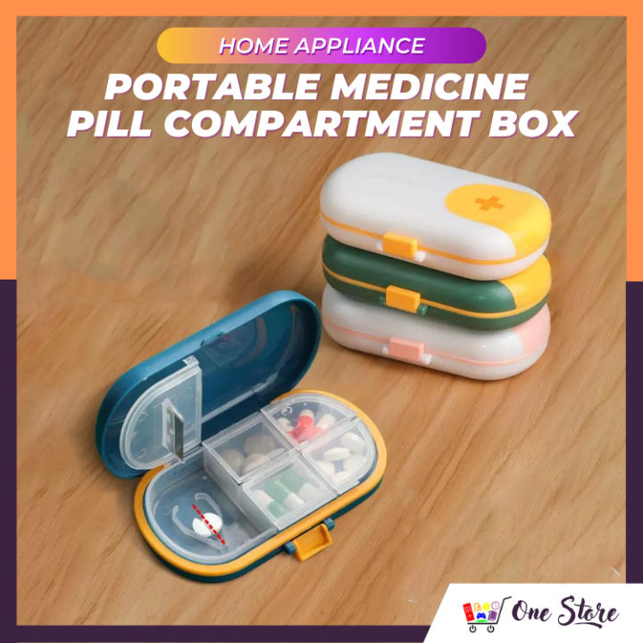 Portable Medicine Pill Compartment Box Case Medicine Splitter [With ...