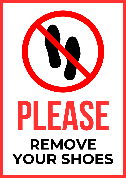 PLEASE REMOVE YOUR SHOES WARNING V 8 X 10 inches Laminated Signage PVC ...