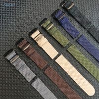 20Mm 22Mm Warna Hitam Navy Solid untuk Perlon Anyaman Nilon Gelang Jam Tangan Kain Tenun Tali Jam Tangan Hitam Sabuk Gesper