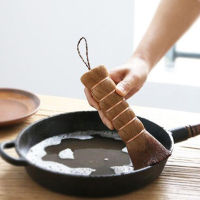 Long Handle Pan Brush Natural Coconut Pot Brush Non-Stick Oil Coconut Fibre Scourer Oil Cleaning Brush Can Hang Type Brush