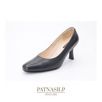 PATNASILP รองเท้าคัชชู สีดำ หนังนิ่ม หน้ากว้าง สูง 2.5 นิ้ว ไม่บีบหน้าเท้า ใส่สบายมากกก l 91874