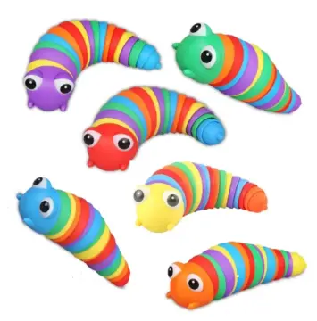 4 Pieces Rainbow Caterpillar Articulated Fidget Toy, Slug Fidget