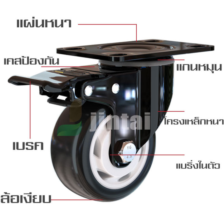 diy-ลูกล้อ-ลูกล้อแป้นหมุน-2นิ้ว-ลูกล้อยางดำ-ล้อรถเข็น-หมุนได้-ลูกล้อยาง-ลูกล้ออุตสาหกรรม-แข็งแรง-เสียงเงียบ-castor-wheel