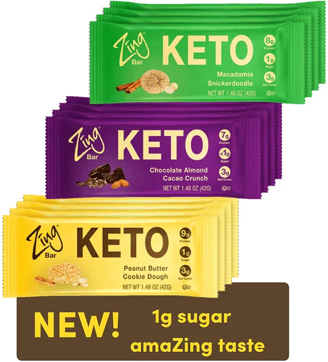 Zing Keto Low Carb Protein Bar Keto Variety Pack, 12 Count 3